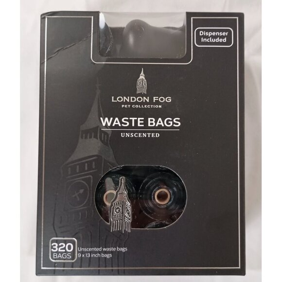 London Fog Pet Waste Bags 320ct Unscented Black W/ Dispenser NIB Dog Poop Bag - Picture 1 of 5